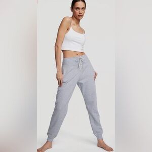 Victoria’s Secret lace up corset joggers in gray